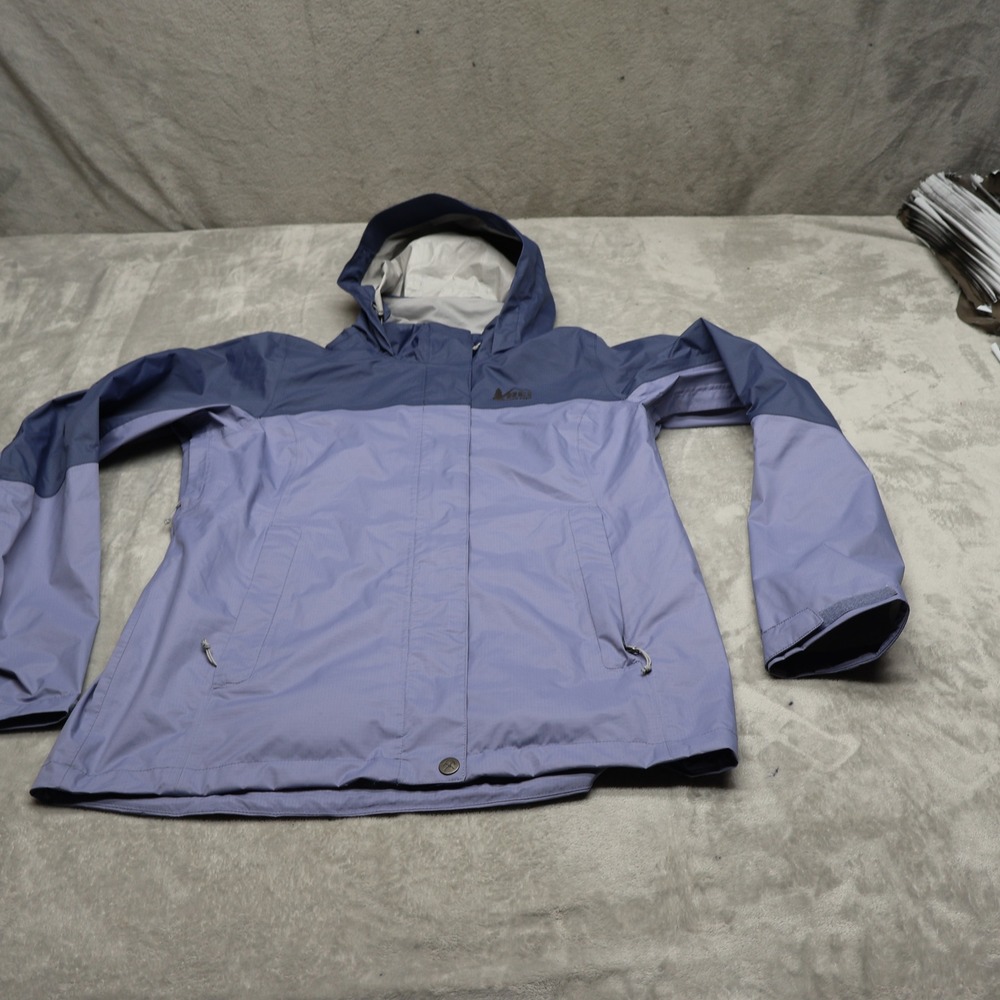 REI Jacket Womens Small Blue Rainier Rain Wind Pit Zip Waterproof Outdoor Trail